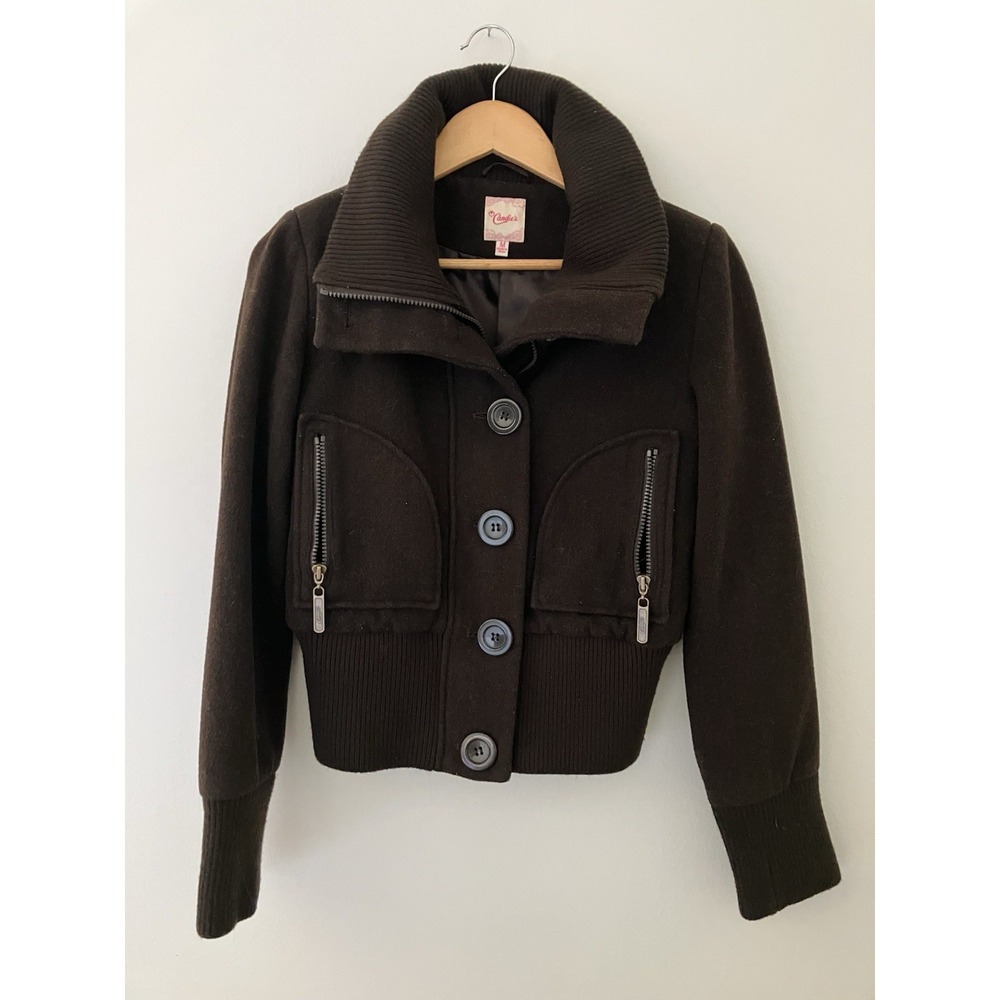 Candies VTG  Short Waist Wool Blend Bomber Coat 90's Inspired Size Medium